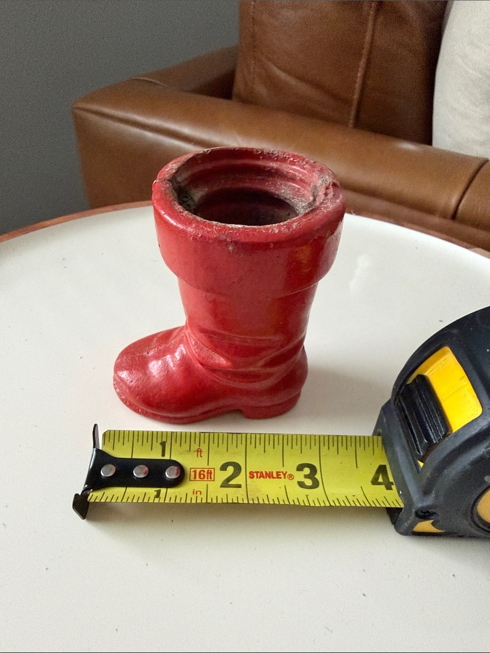 BOOT6 White Paper Mache or Pulp Santa Boot Gift & Candy Vessel